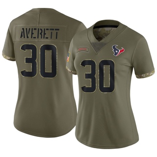 Limited Anthony Averett Women's Houston Texans 2022 Salute To Service Jersey - Olive
