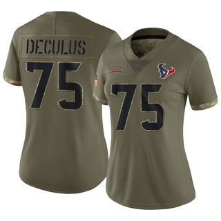 Limited Austin Deculus Women's Houston Texans 2022 Salute To Service Jersey - Olive